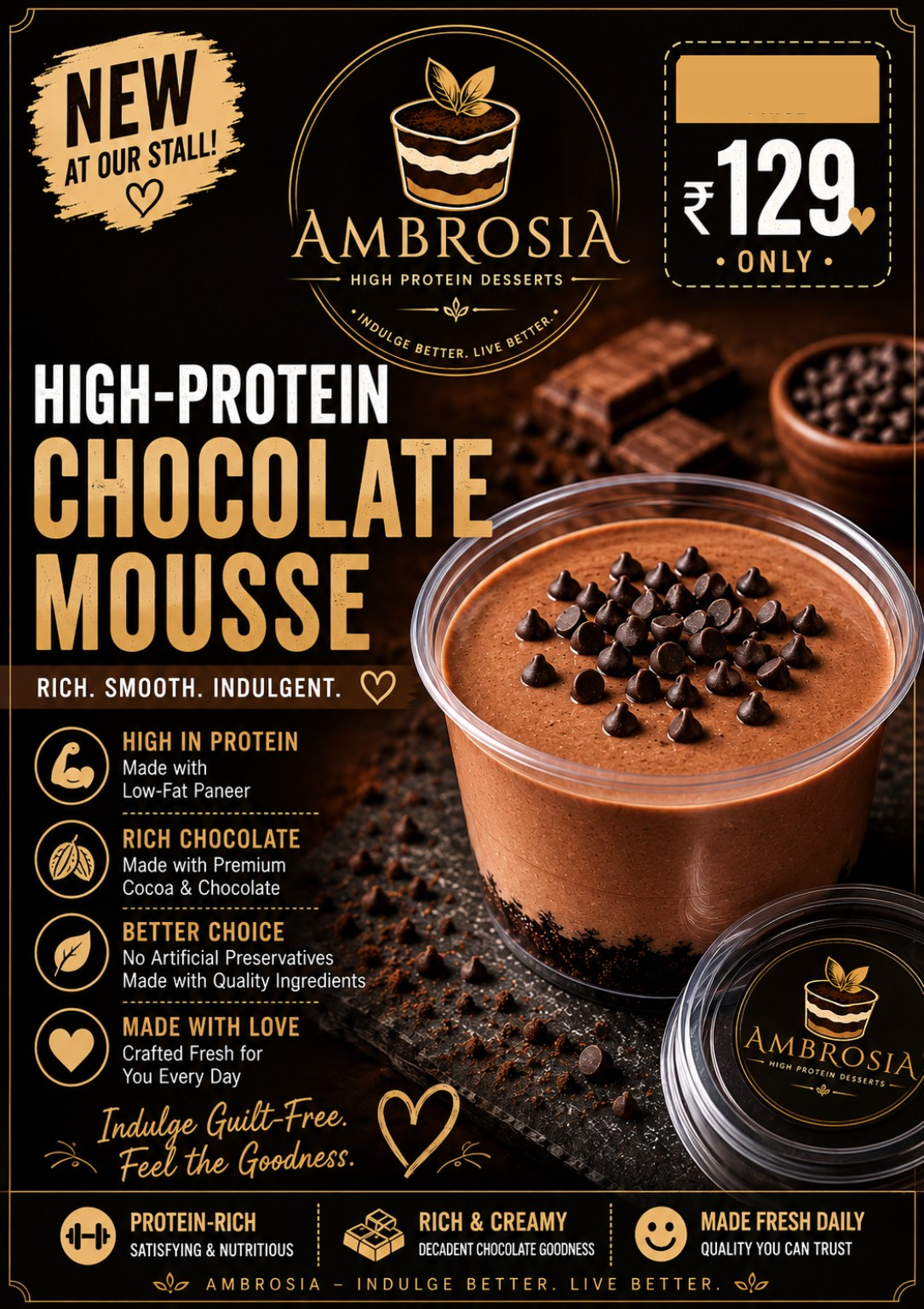 Ambrosia High-Protein Chocolate Mousse — ₹129